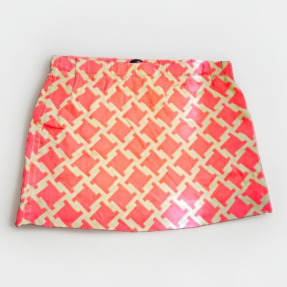 Marni Orange Tan Geometric Canvas Cotton Drawstring Pocket Skirt 44